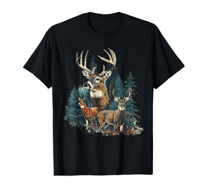 Retro Deer Hunting Mens Boys Hunter Nature Forest T-Shirt
