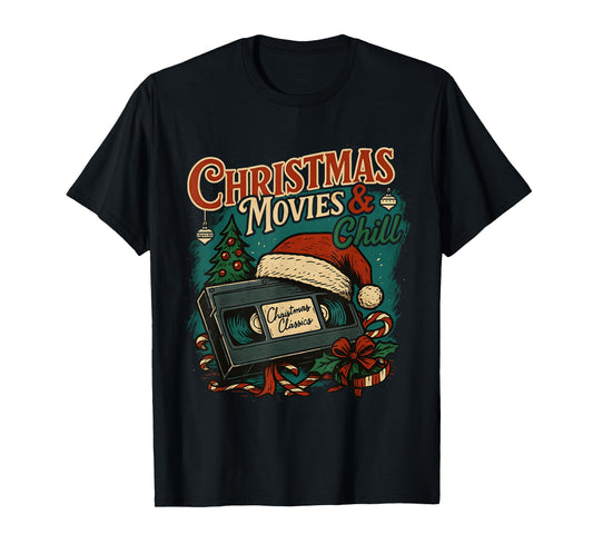 Christmas Movies Chill Retro VHS Holiday Nostalgia T-Shirt