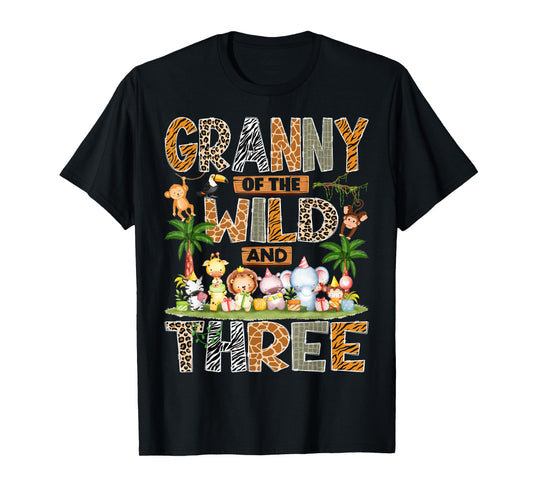 Granny of The Wild & Three 3rd Birthday Boy Safari Jungle T-Shirt