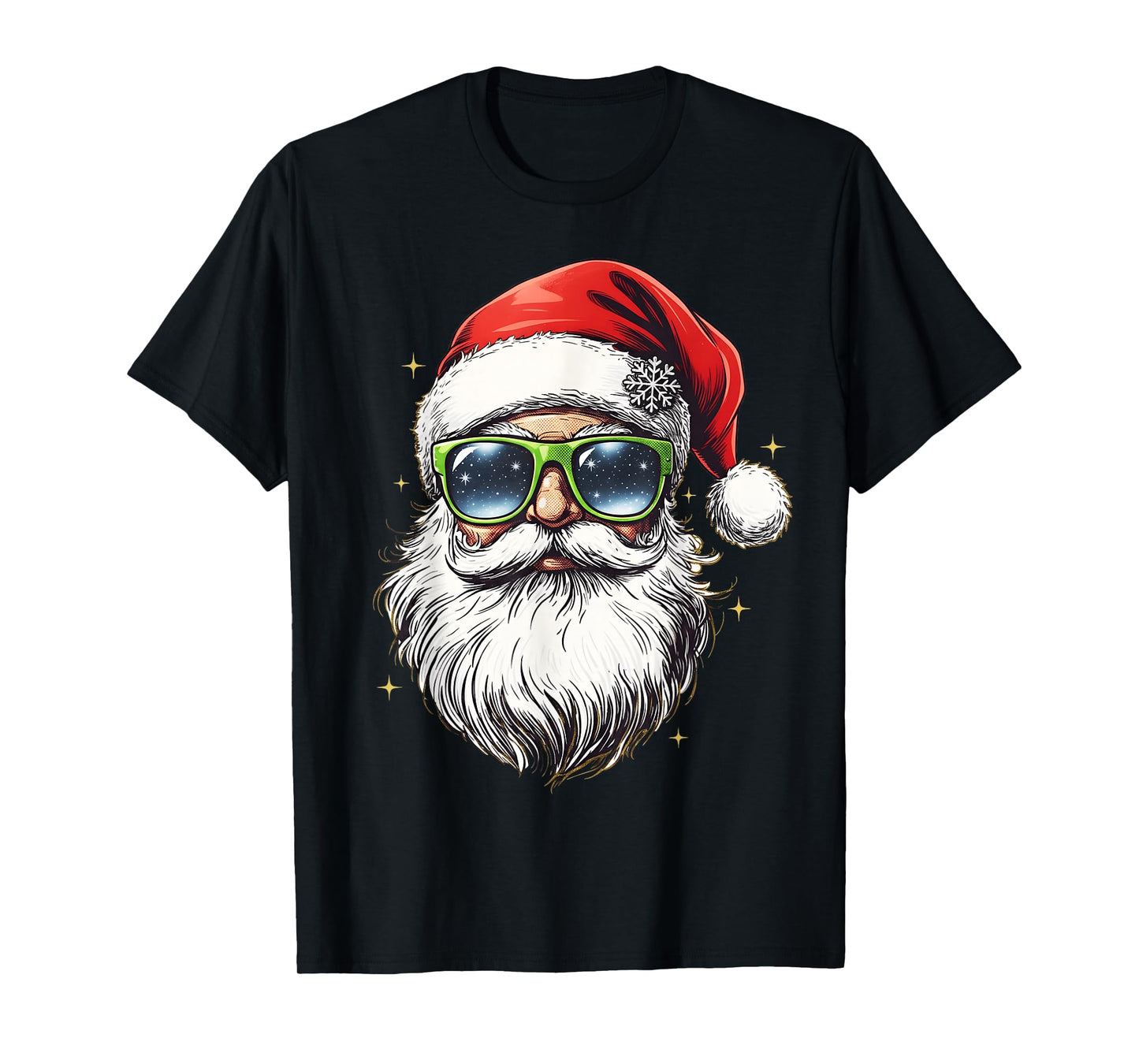 Retro Cool Santa Claus Face Sunglasses Christmas Men Boys T-Shirt