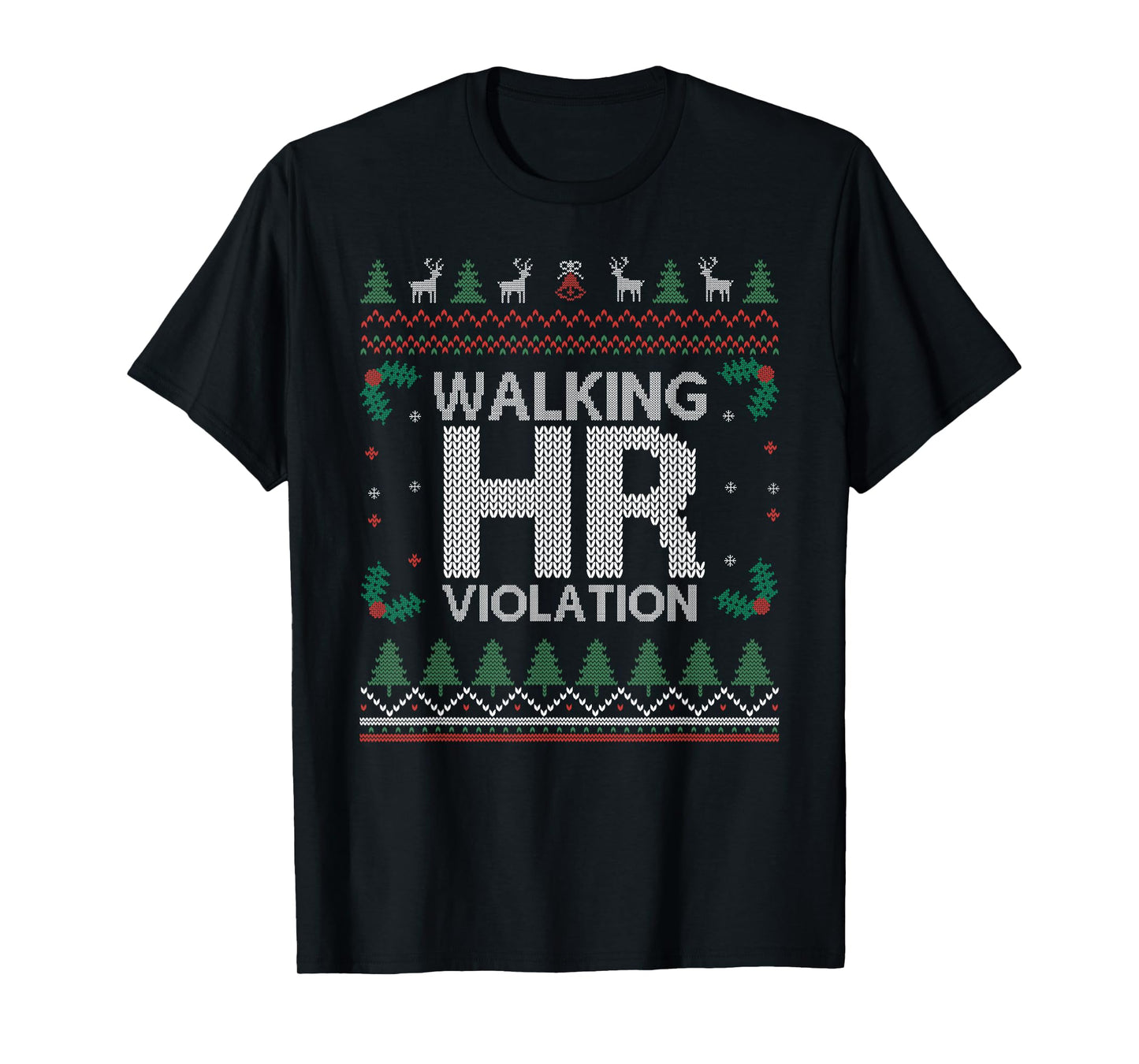 Office Ugly Christmas Funny Walking HR Violation Work Party T-Shirt