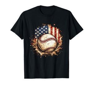 Patriotic Baseball American Flag Vintage T-Shirt