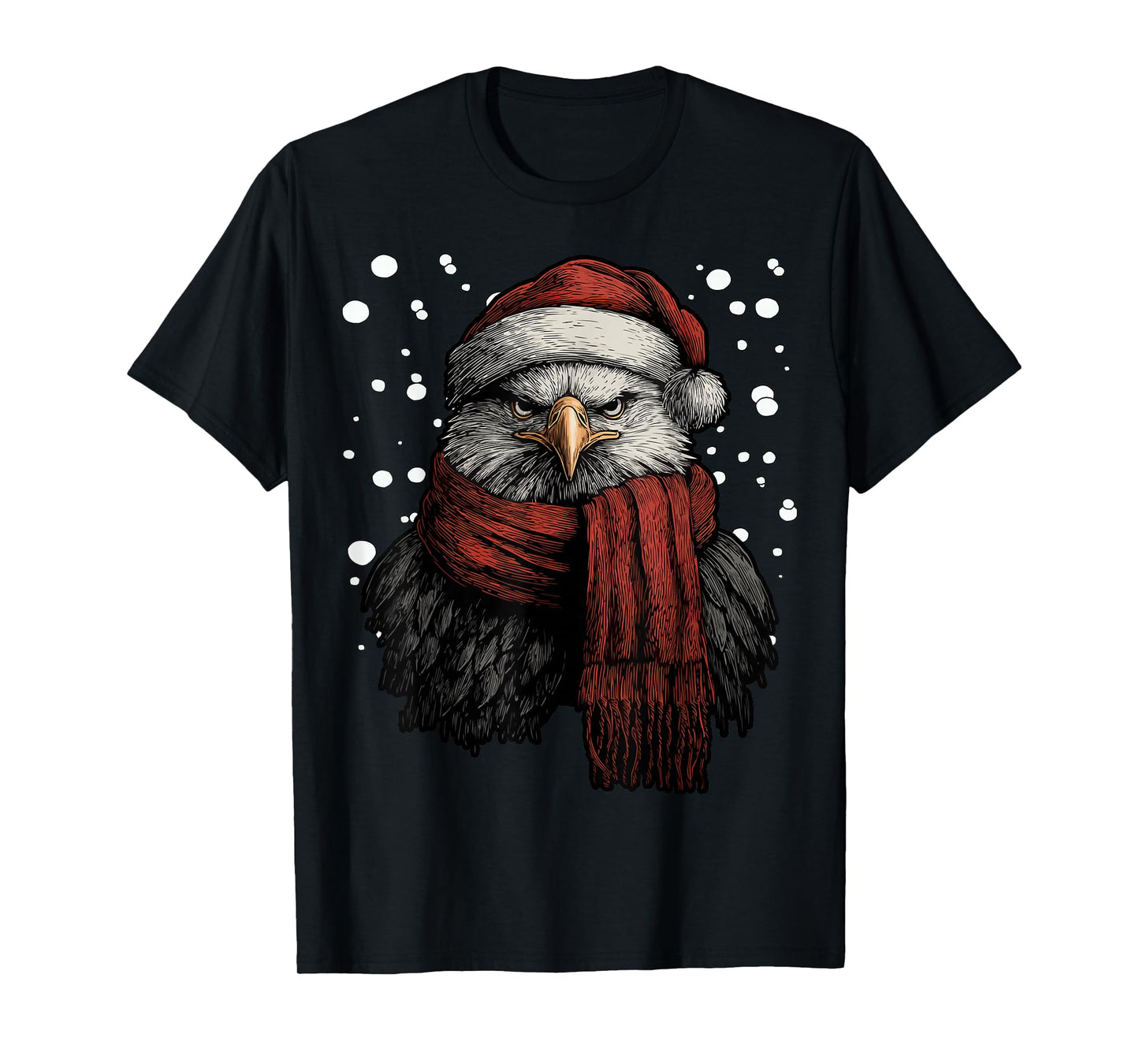 Christmas Eagle with Santa Hat Coffee Lover Funny Winter T-Shirt