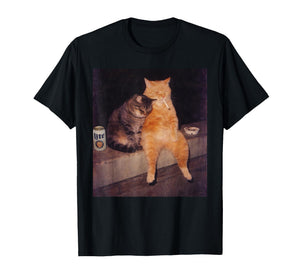Funny Cat Smoking Beer Vintage Y2K Grunge Meme Graphic Tee T-Shirt