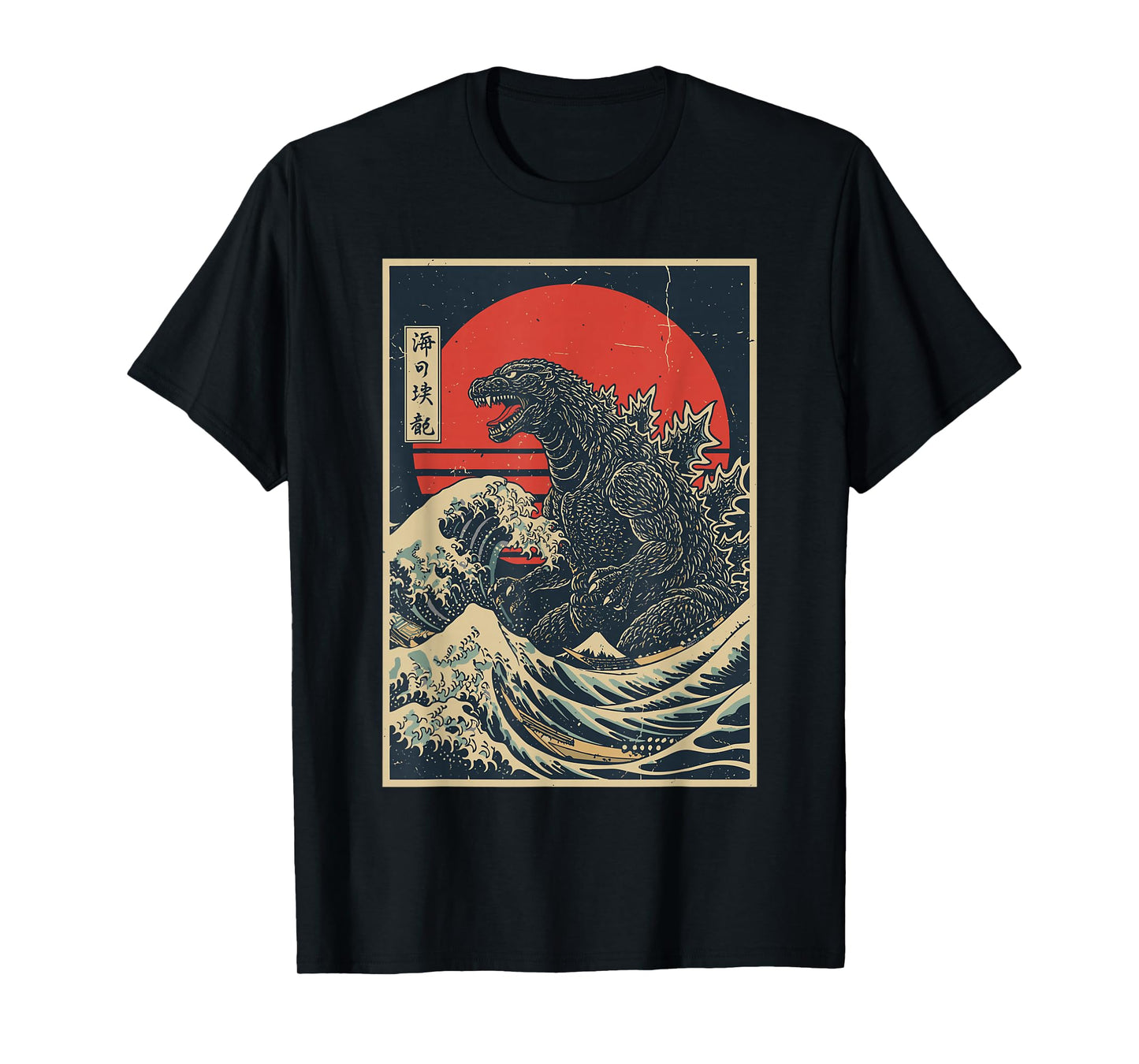 Japanese Shirt Kaiju Wave Art Retro Monster Vintage Graphic T-Shirt