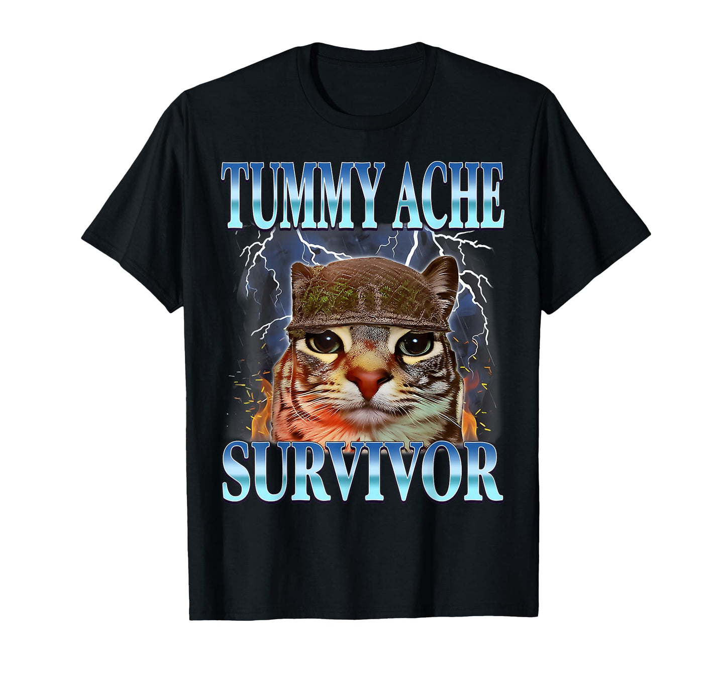 I Survived Today's Tummy Ache Survivor Funny Cat Meme T-Shirt