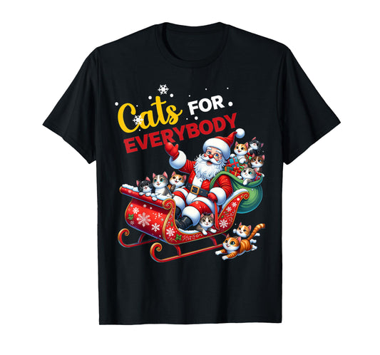 Cats for Everybody Christmas Cat Funny Xmas Women Santa T-Shirt