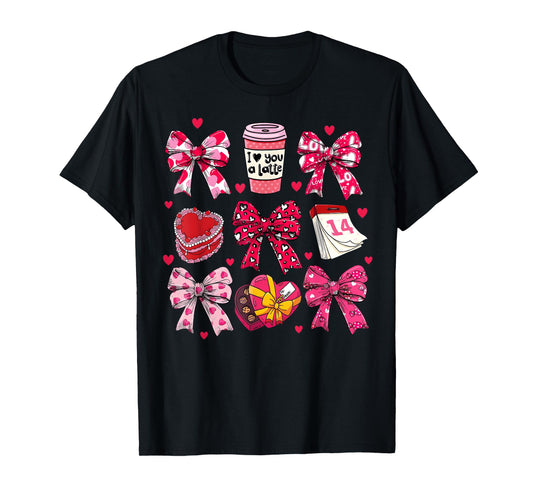 Valentine Coquette Bow Latte Chocotate Girl Women Kid T-Shirt