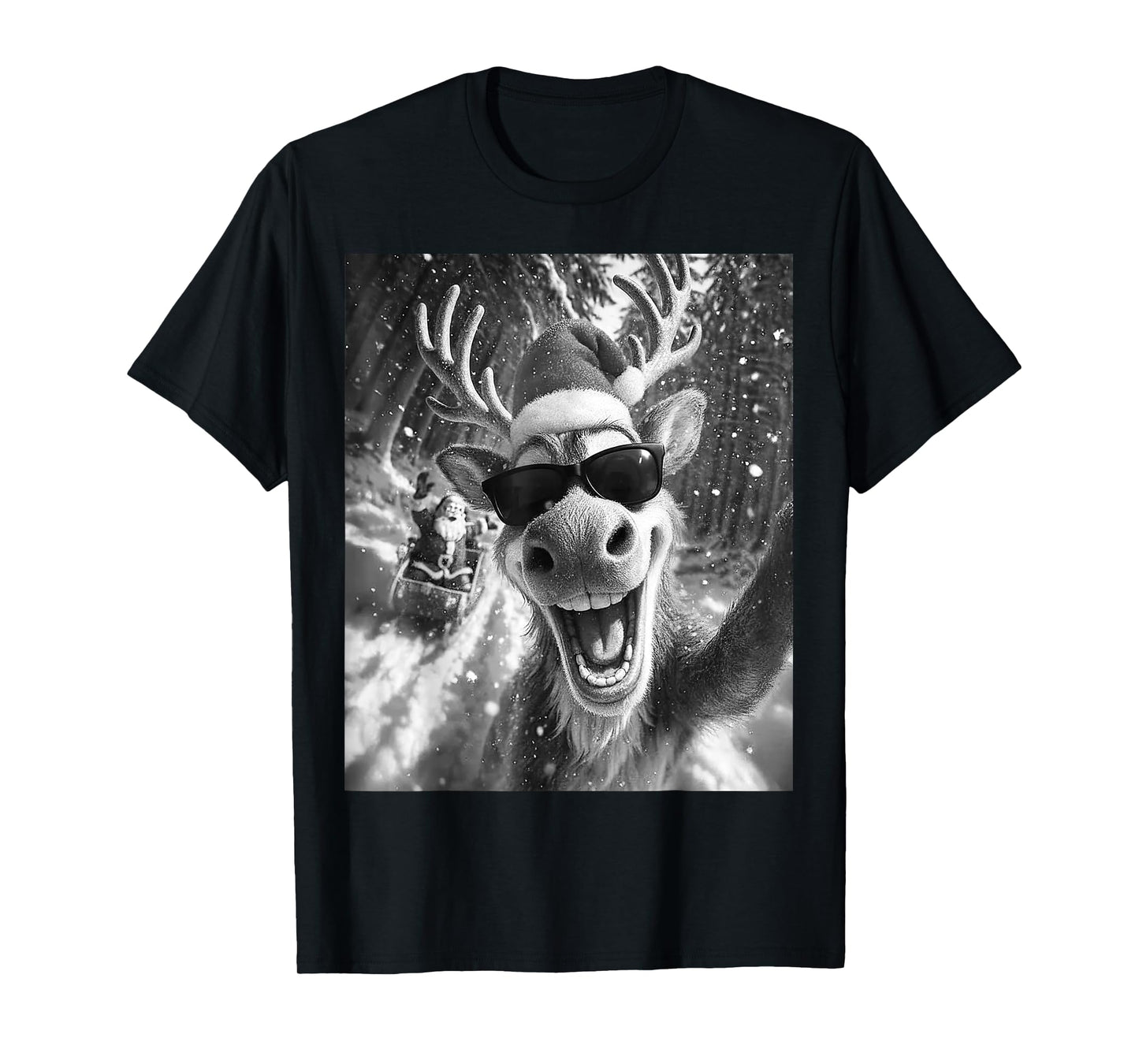 Funny Reindeer Selfie Christmas T-Shirt