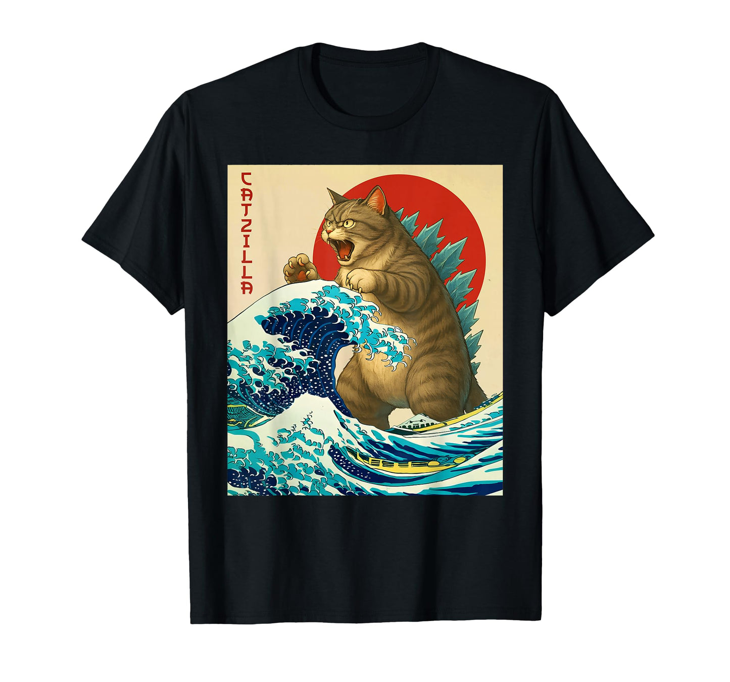 Catzilla Funny Cat Japanese Art Cat Meme for Men Women Kids T-Shirt
