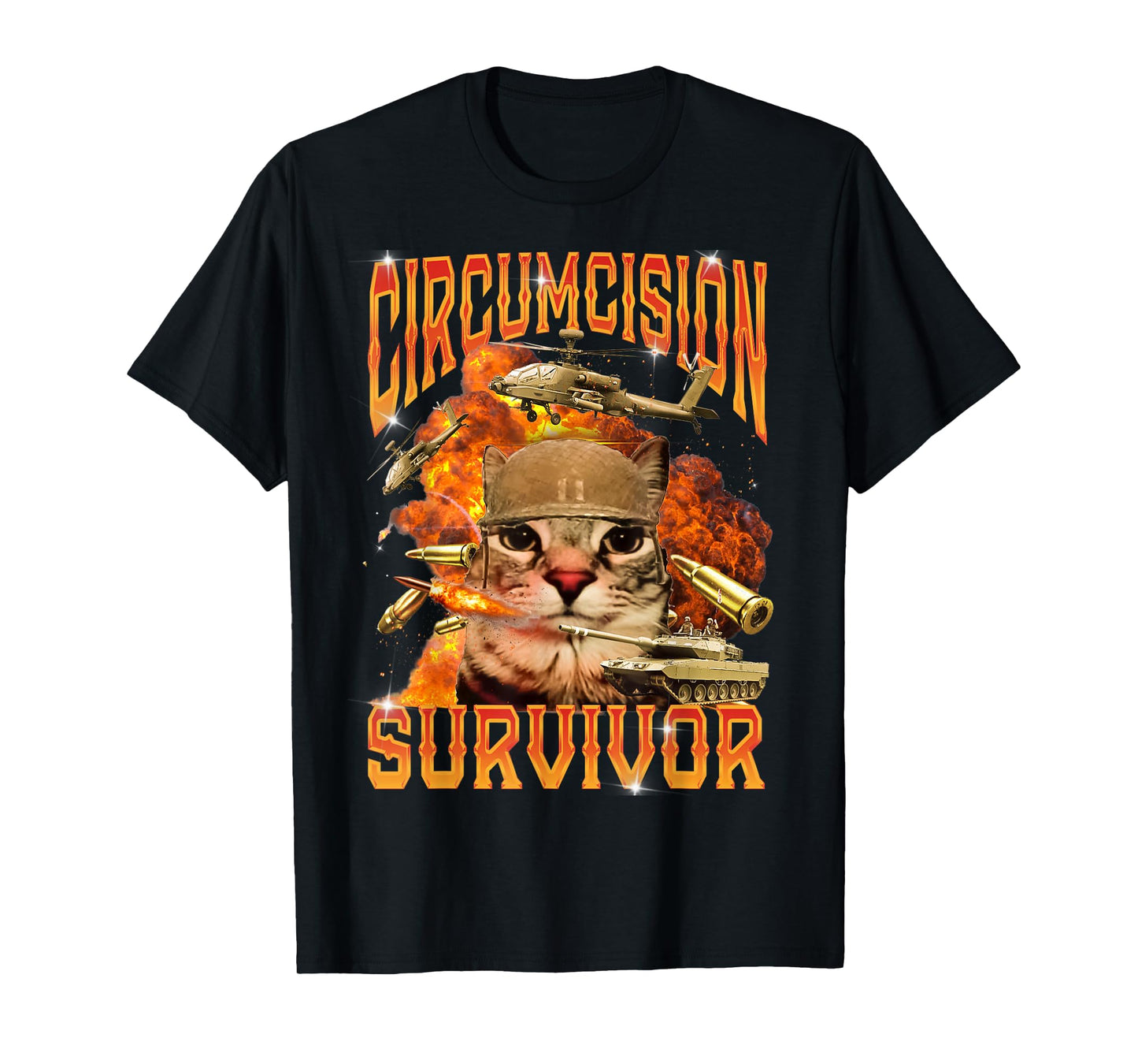 Circumcision Survivor Cat Meme Funny T-Shirt