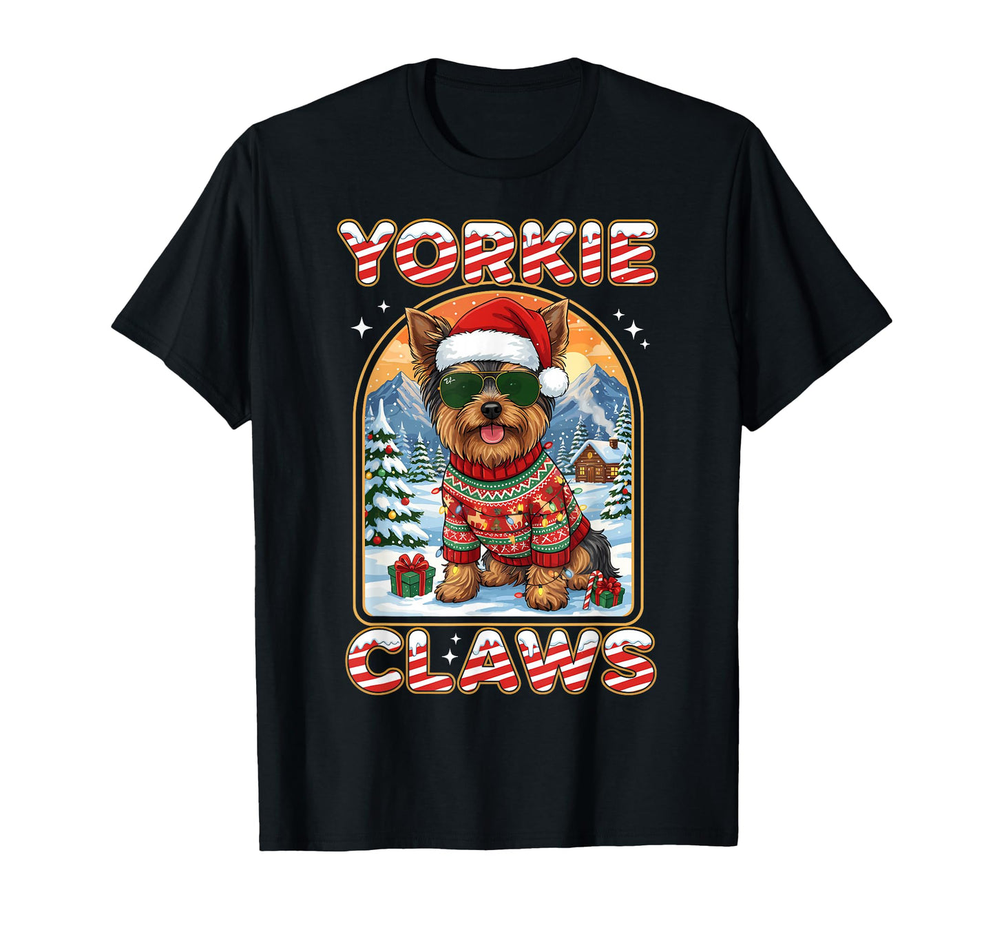 Christmas Santa Yorkie Claws Dog Owner Yorkshire Terrier T-Shirt