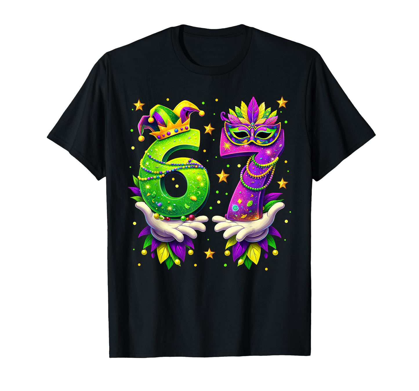 Mardi Gras Carnival Six Seven Beads 6 7 Meme Girls Boys Kids T-Shirt