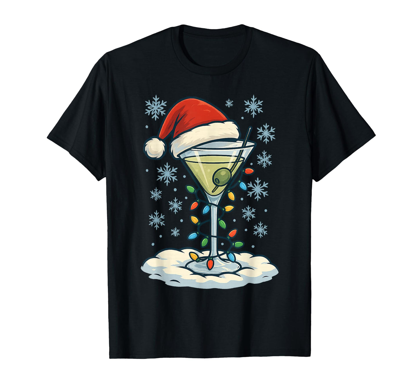 Fun Christmas Lights Wrapped On Dirty Dry Martini Lover T-Shirt