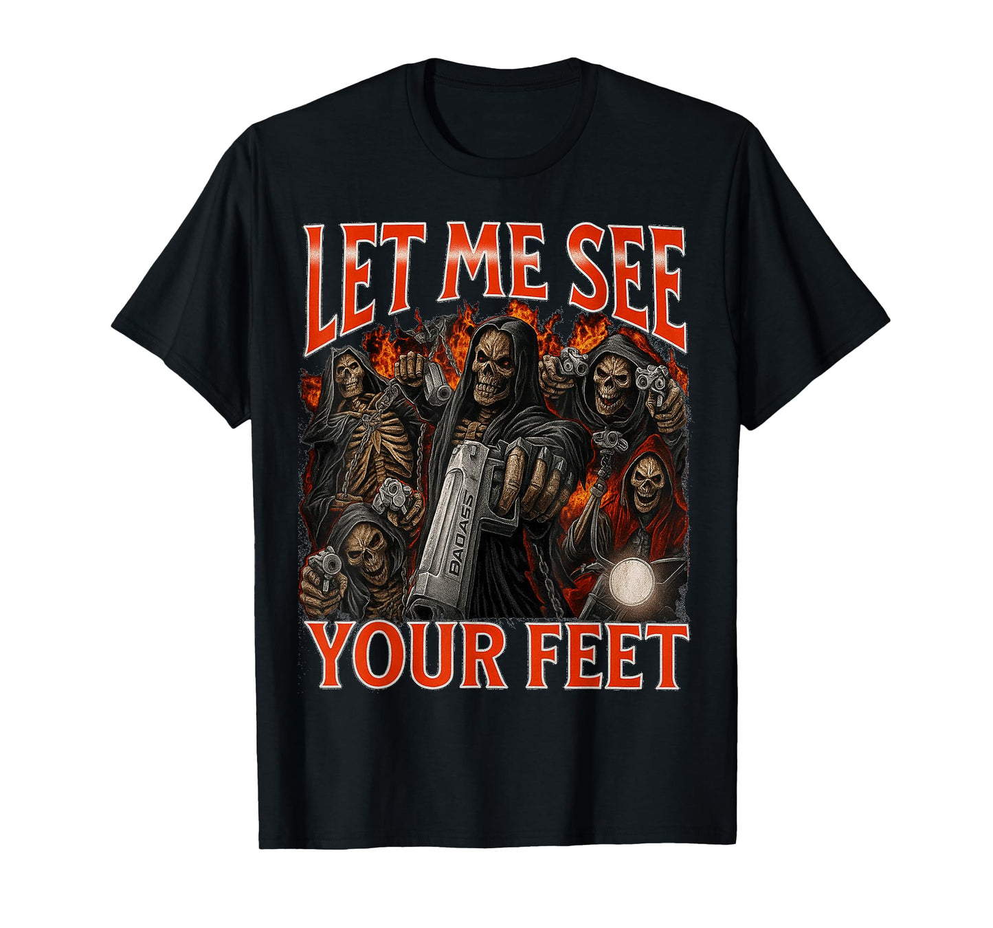Let me See Your feet Funny Retro Grim Reaper Meme Joke T-Shirt