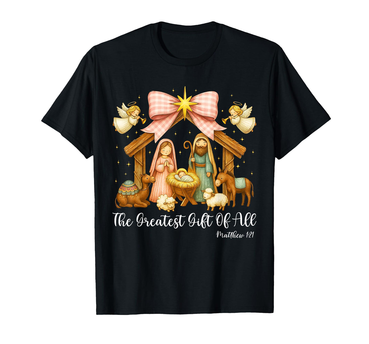 The Greatest Gift of All Nativity Scene Christian Christmas T-Shirt