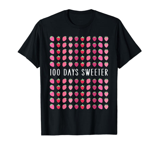 100 Days Sweeter Strawberry 100 Days of School Teacher Kids T-Shirt