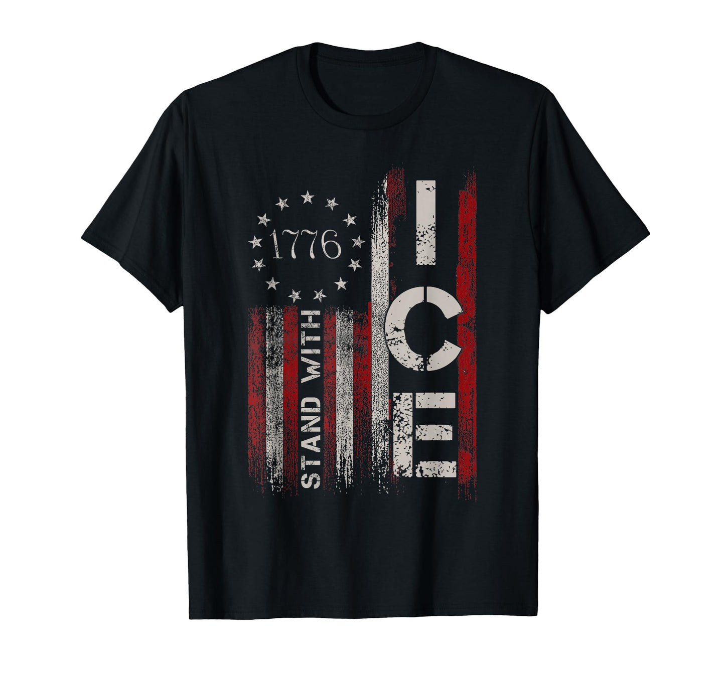 Support ICE Immigration Officers American Flag Border Patrol T-Shirt