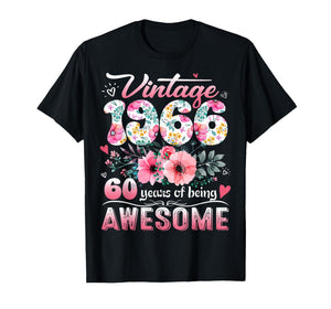 Vintage 1966 Floral 60 Years Old 60th Birthday Party Costume T-Shirt