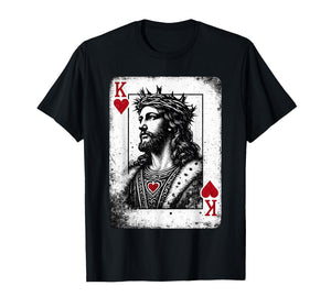 Jesus King of Hearts Retro Religious Card Game Lover T-Shirt