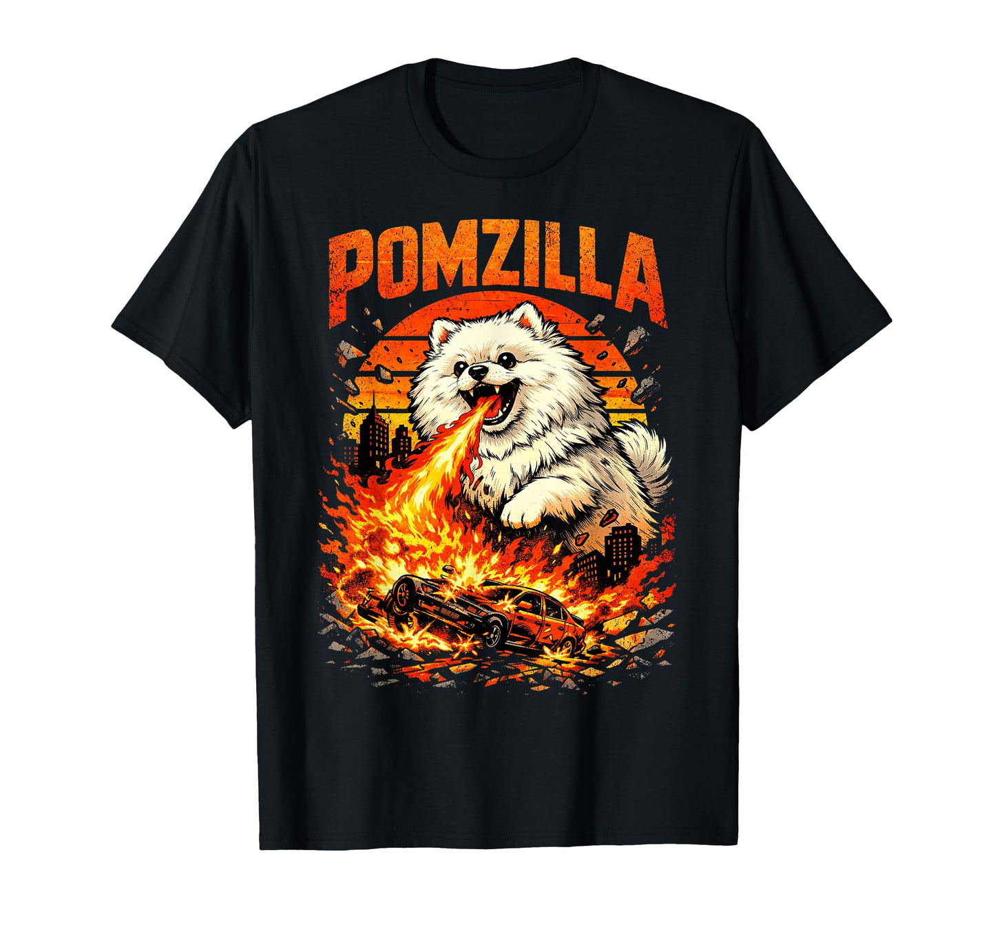 Pomzilla Pomeranian Dog Lover Vintage Monster Pom Dog T-Shirt