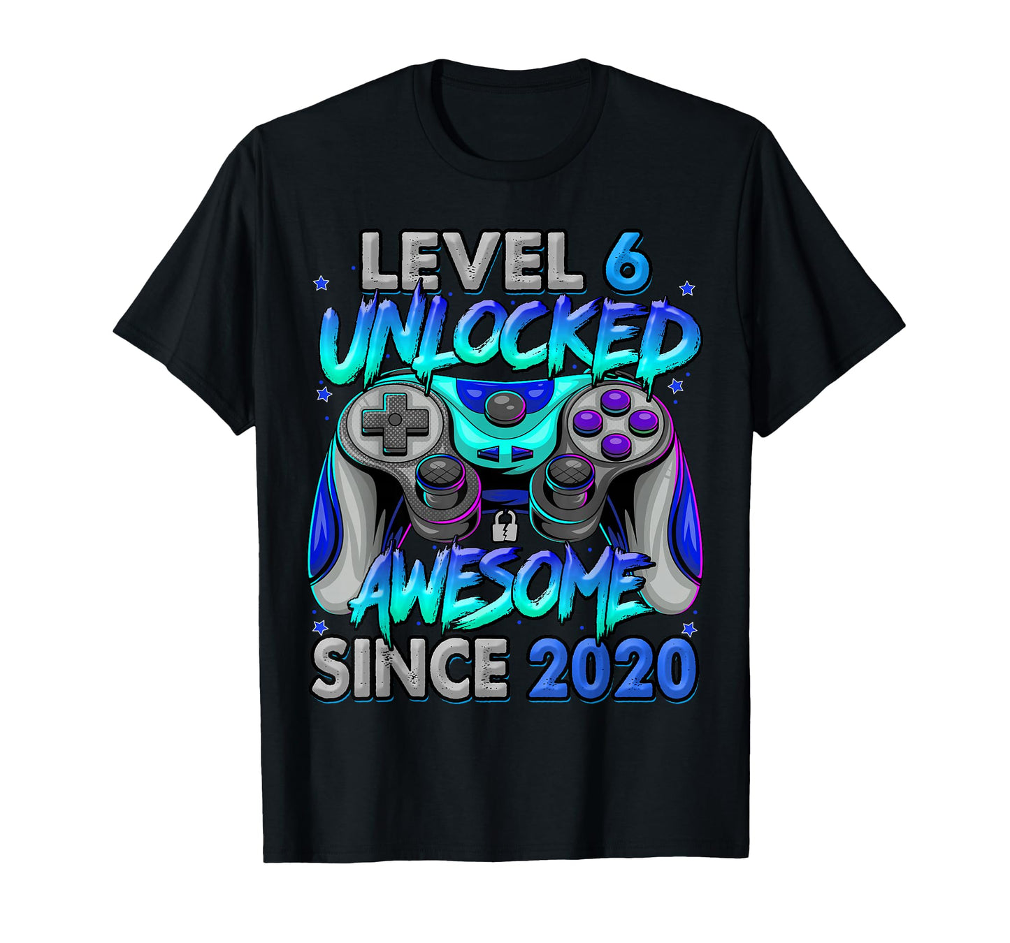 Level 6 Unlocked Awesome Since 2020 6th Birthday Gaming T-Shirt