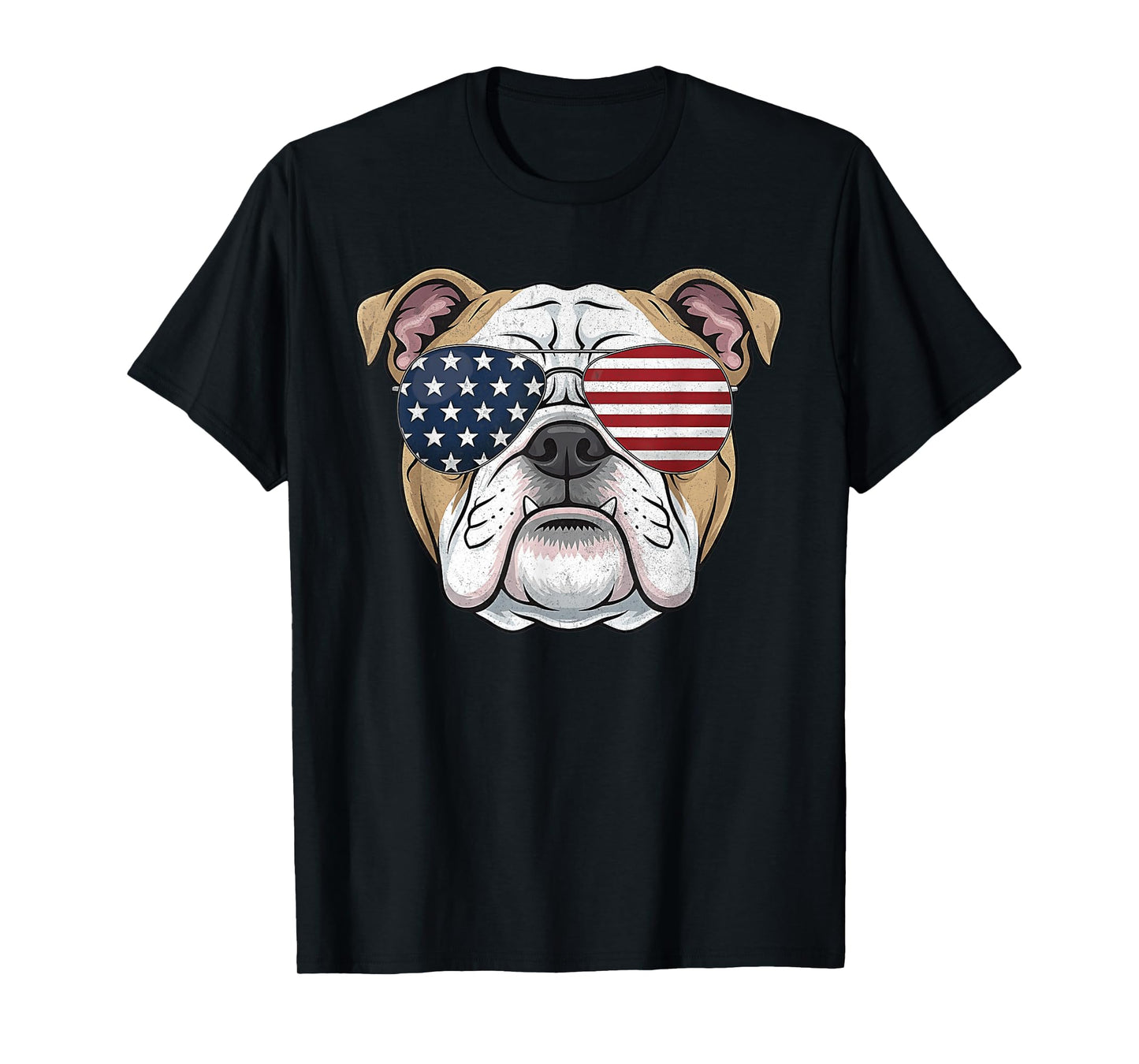 Bulldog Animal Graphic with USA Sunglasses T-Shirt