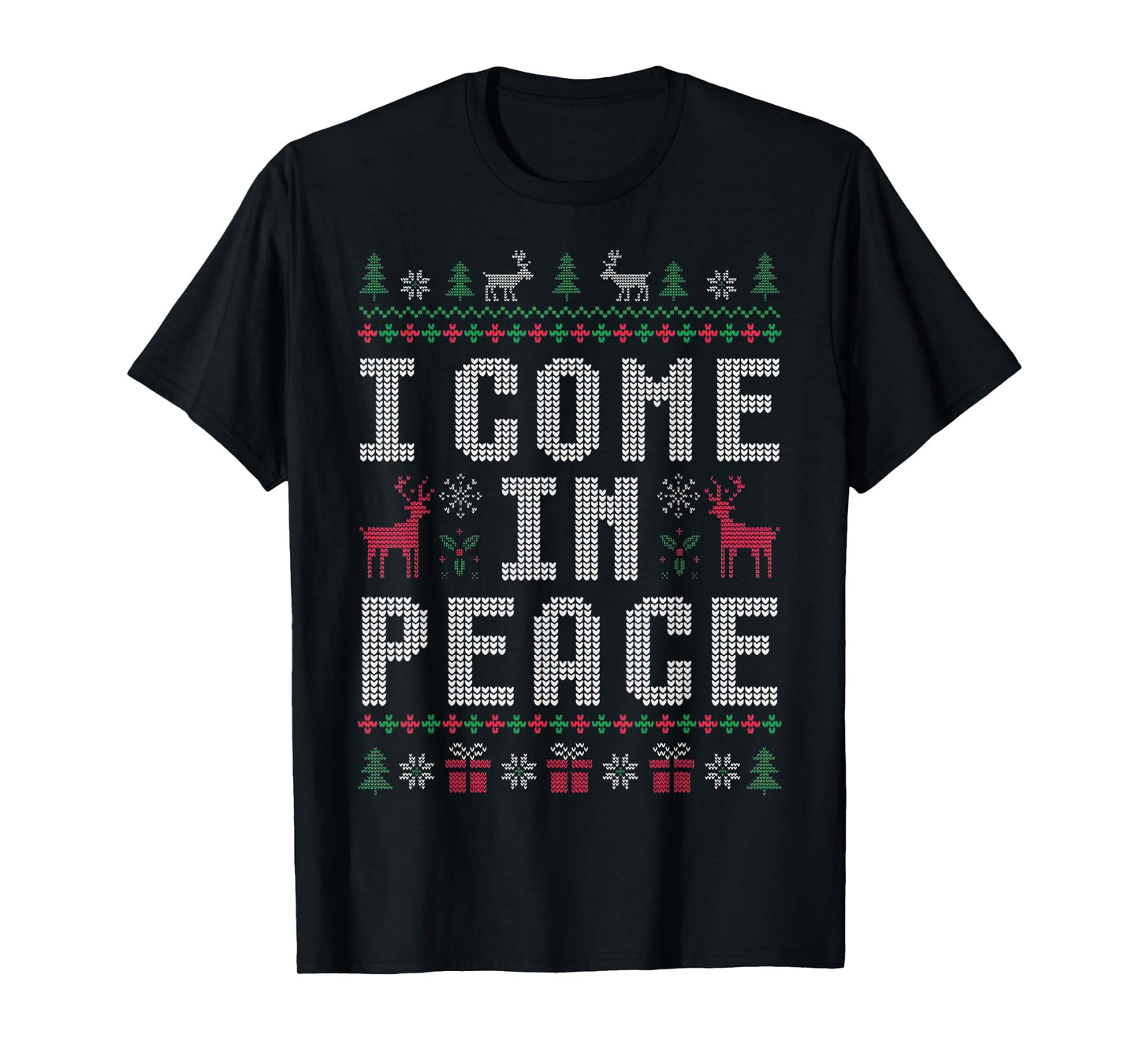 I Come in Peace Couple Matching Ugly Christmas Sweater T-Shirt