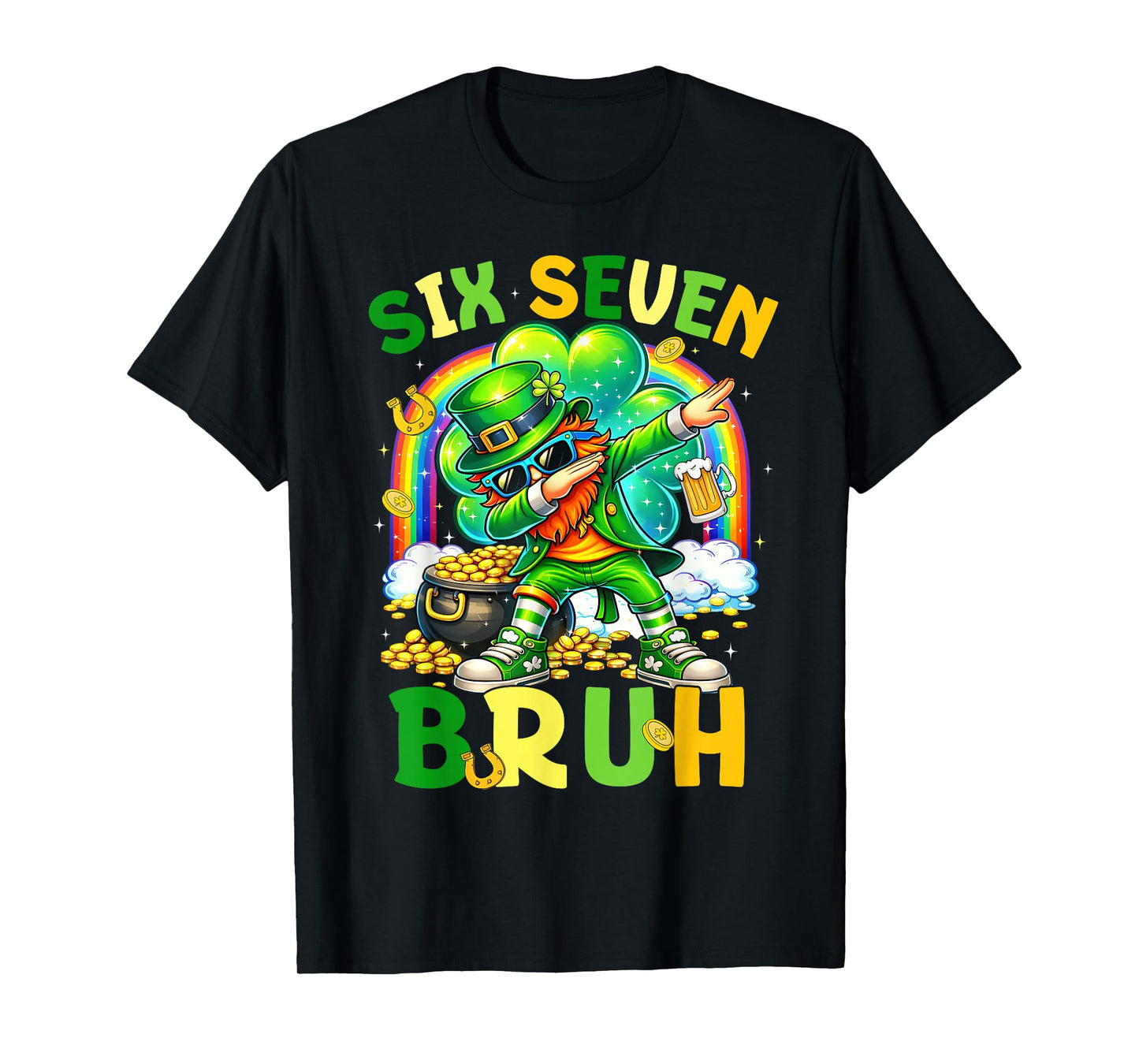 St Patrick's Day Six Seven 67 Bruh Meme Dabbing Leprechaun T-Shirt