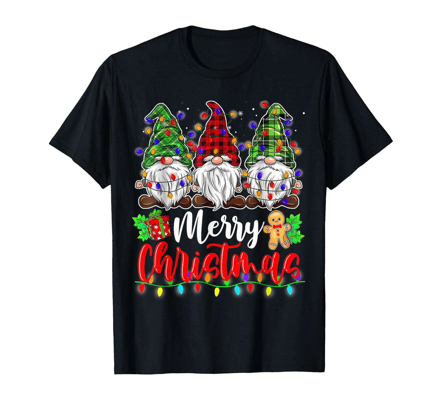 Gnomes Merry Christmas Light Gnome Xmas T-Shirt