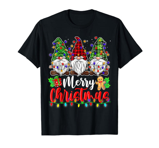 Gnomes Merry Christmas Light Gnome Xmas T-Shirt