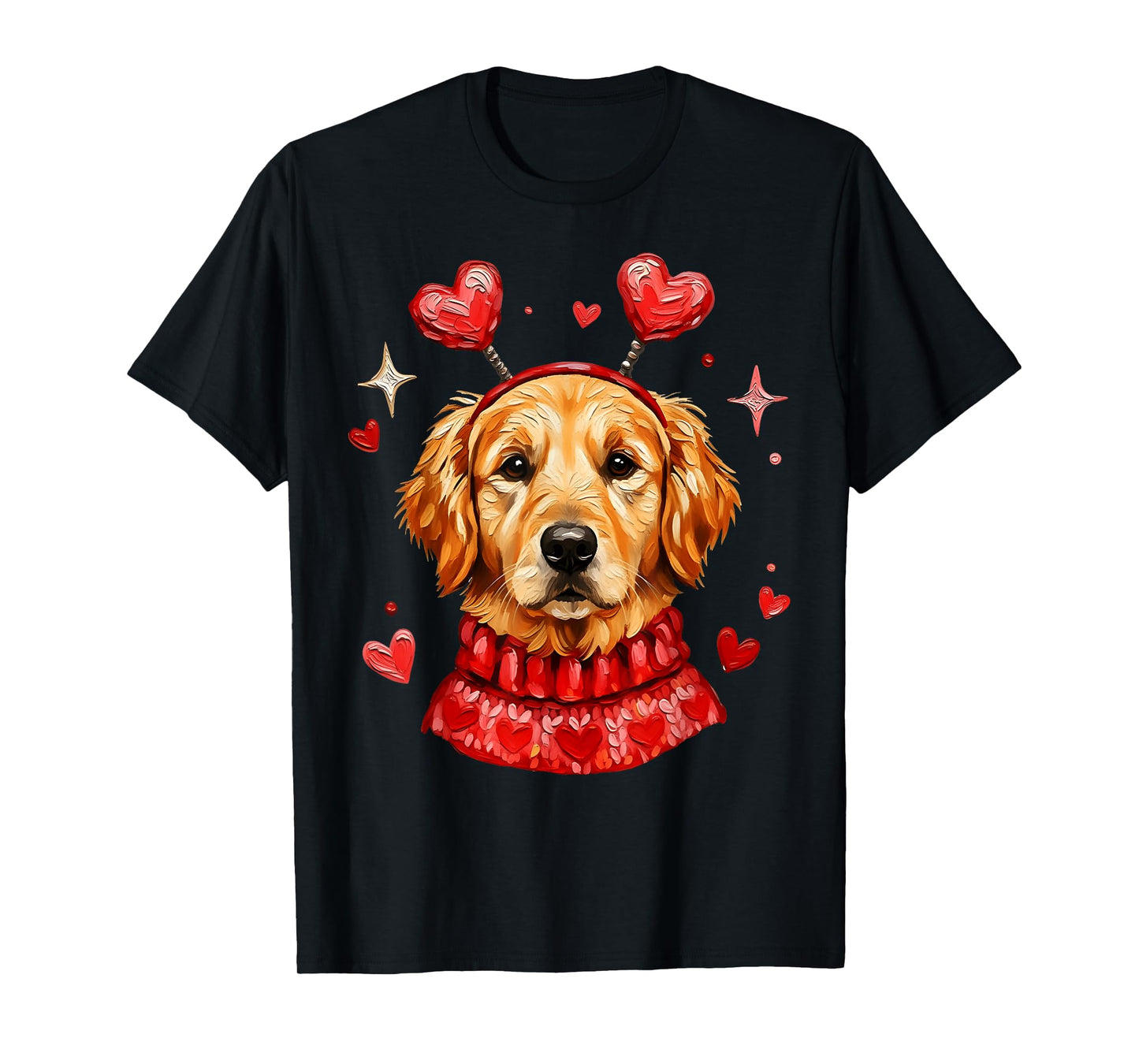 Golden Retriever Valentine Cute Heart Dog Mom Dad Dog Lover T-Shirt