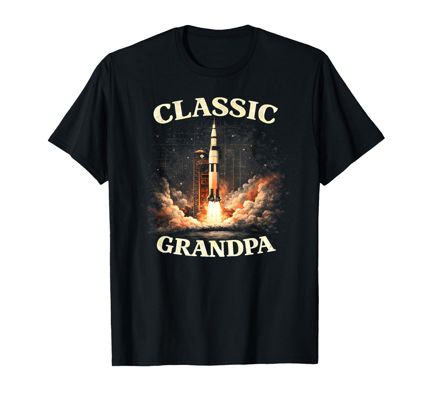 Classic Grandpa Vintage Rocket Retro Space Explorer Style T-Shirt