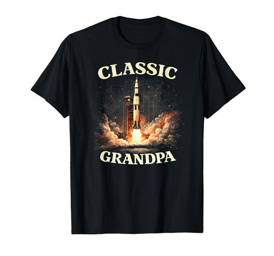 Classic Grandpa Vintage Rocket Retro Space Explorer Style T-Shirt
