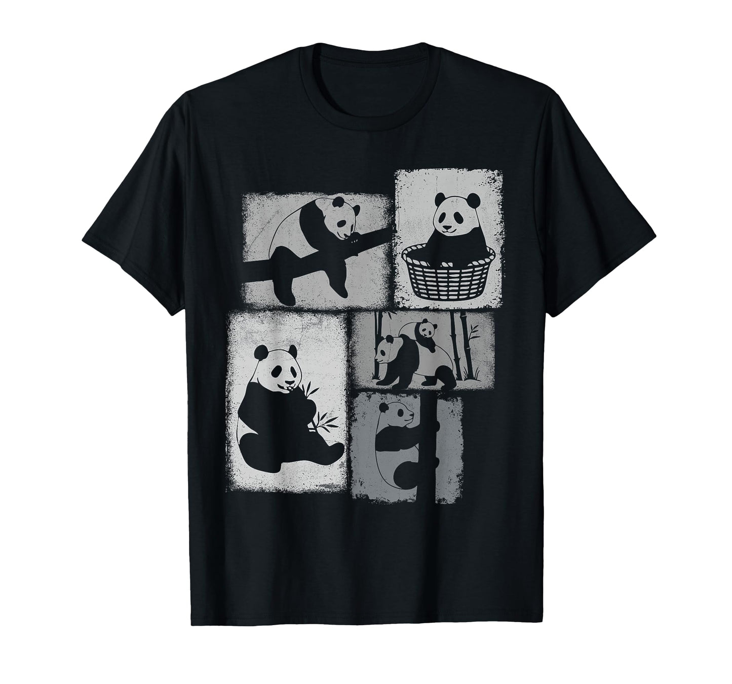 Panda Vintage Collage Bamboo Animal Lover T-Shirt