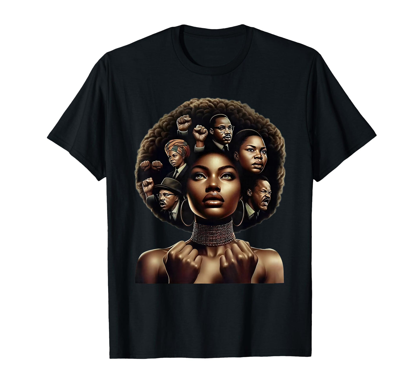 Afro Black Woman African Roots Melanin Black History Month T-Shirt