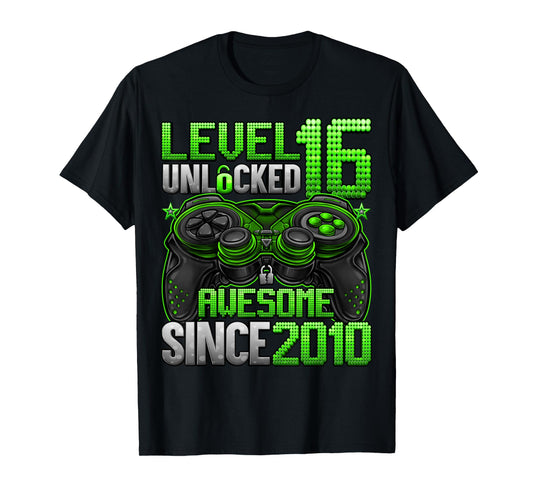 Level 16 Unlocked 16 Year Old Gifts Boys 16th Birthday Boy T-Shirt