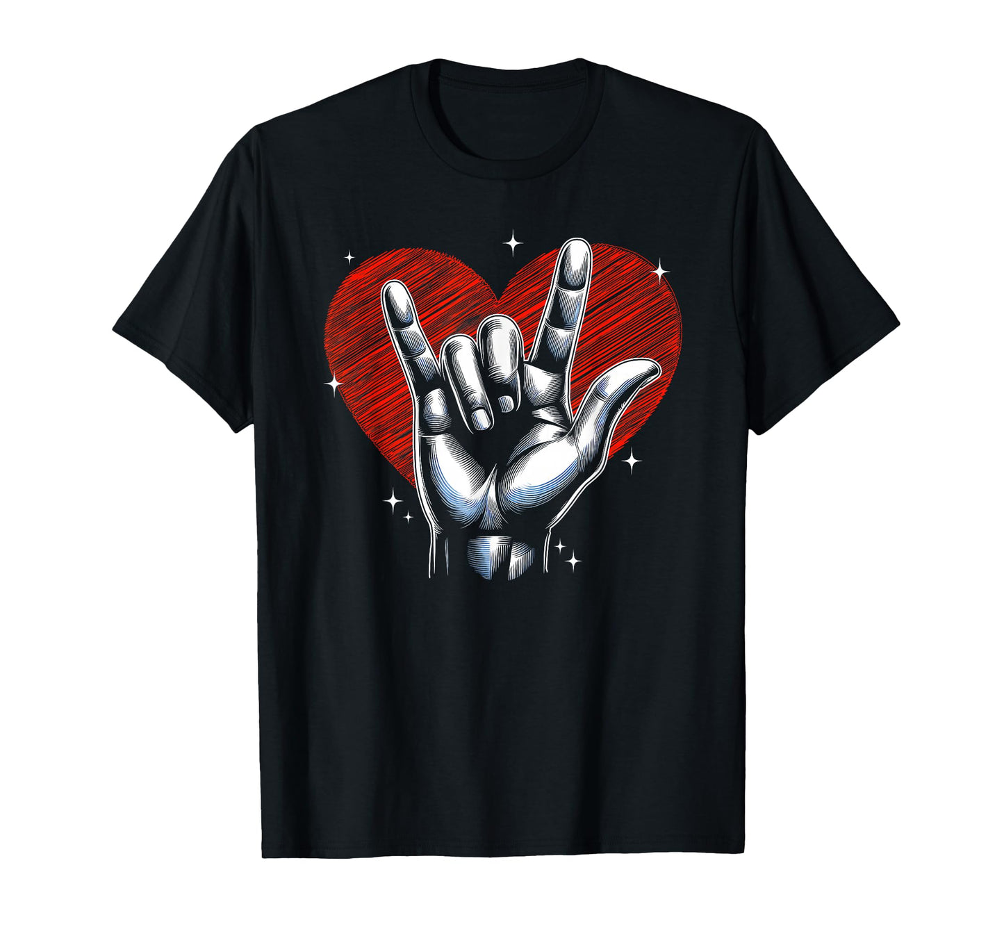 I Love You Hand Sign ASL Heart Women Kids Men Valentine T-Shirt