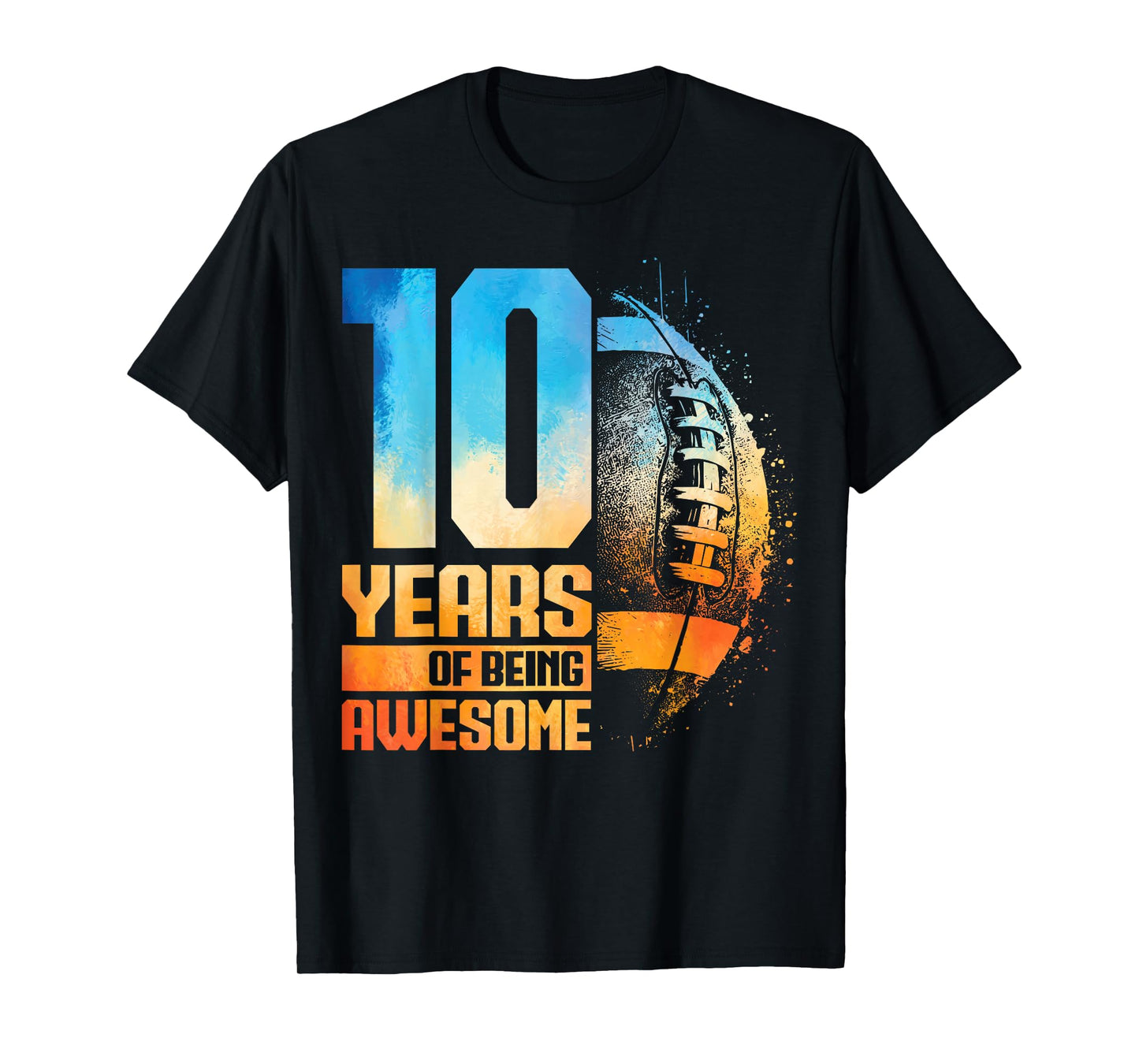 10th Birthday Retro American Football 10 Years Old Boy Girl T-Shirt