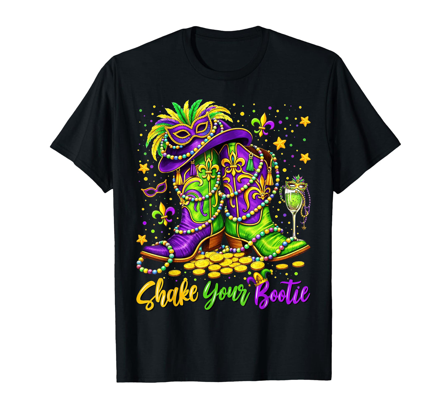Shake Your Bootie Western Howdy Mardi Gras Boots Cowgirl T-Shirt