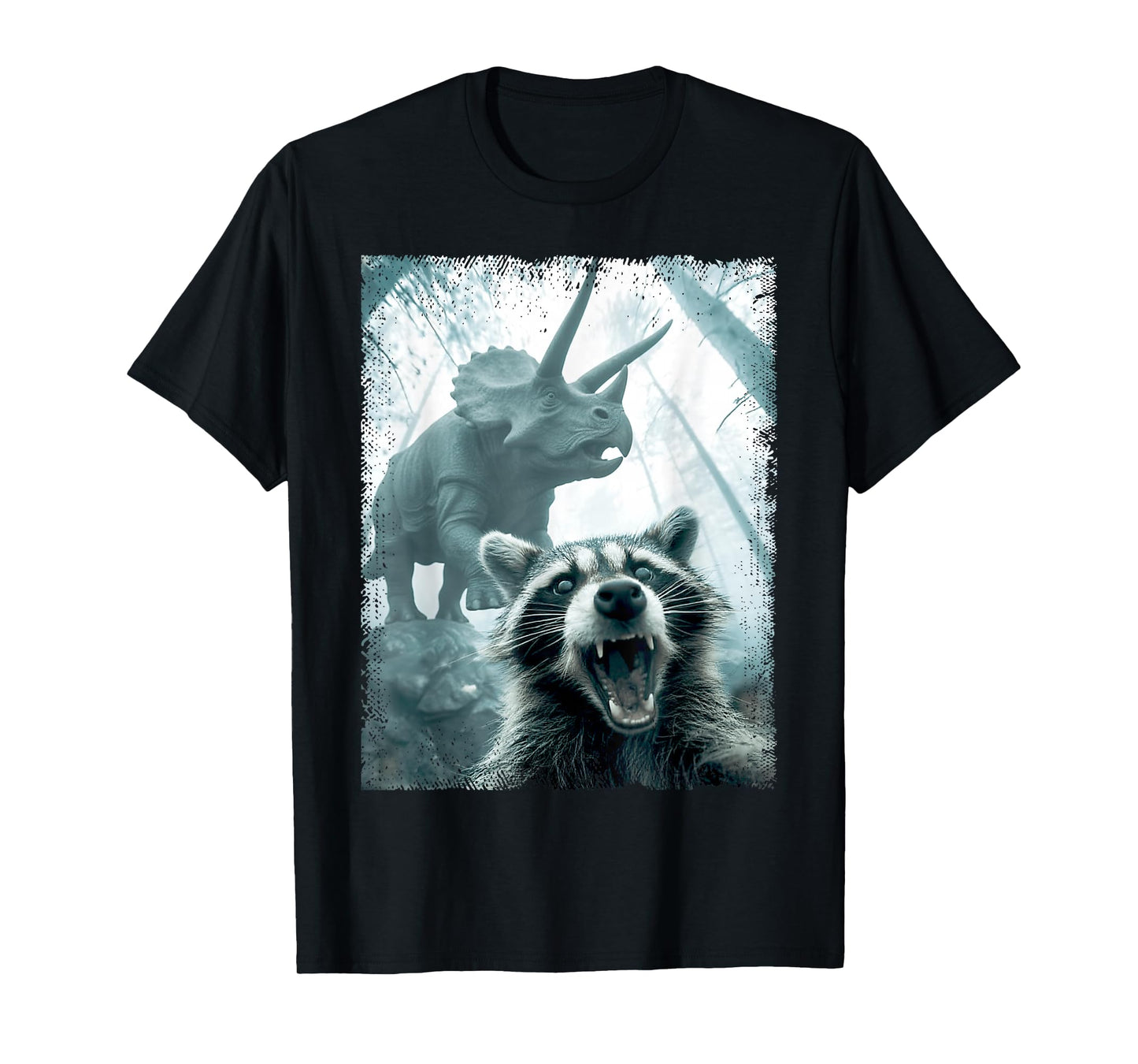 Raccoon Selfie with Triceratops Adventure T-Shirt