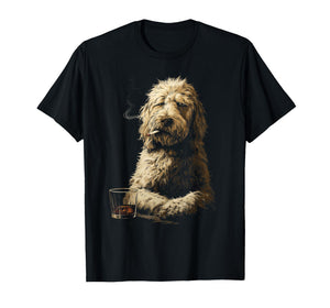Goldendoodle Smoking Cigarette Whisky Lover Funny Doodle Dog T-Shirt