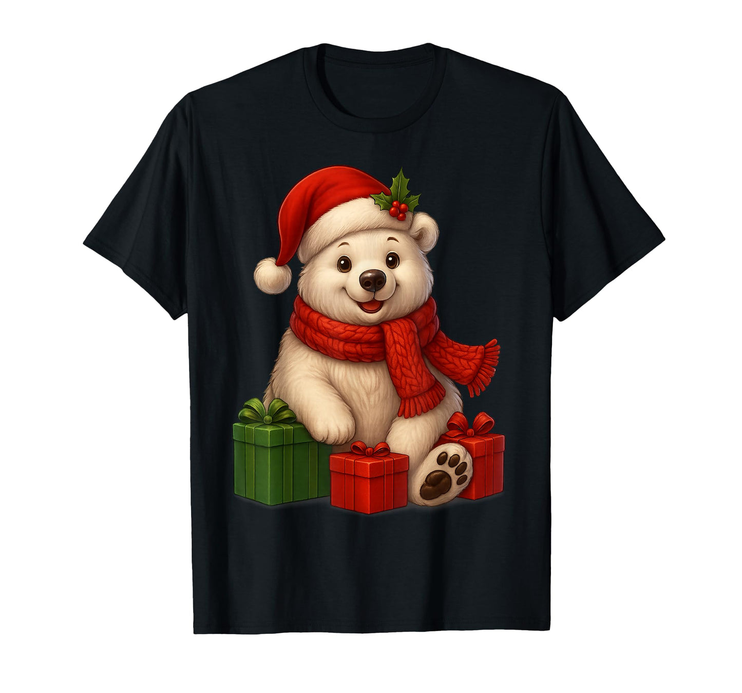 Xmas Holiday Santa Hat Polar Bear Christmas T-Shirt