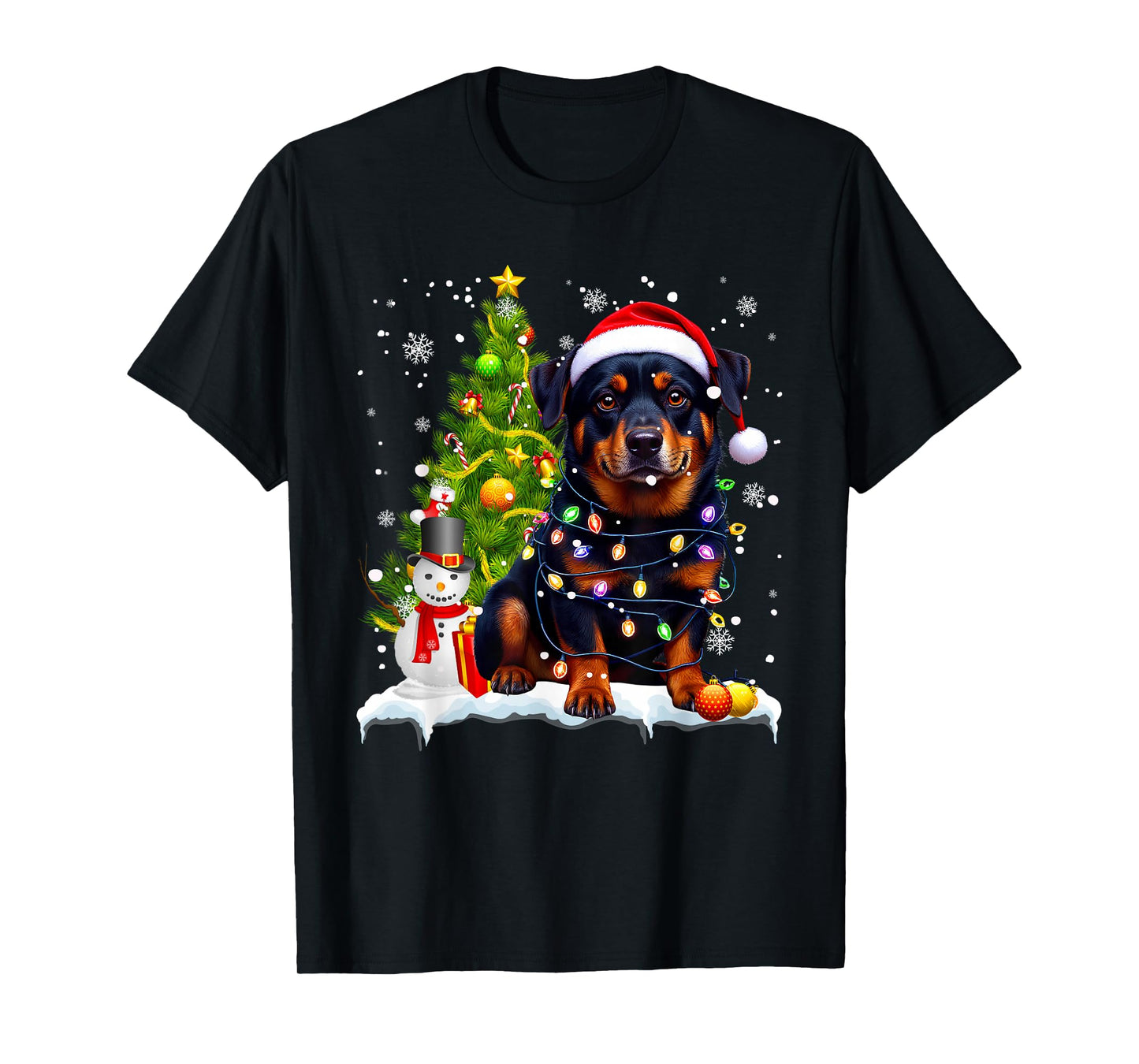 Christmas Dog Rottweiler Santa Xmas Wiener Women Men Kids T-Shirt