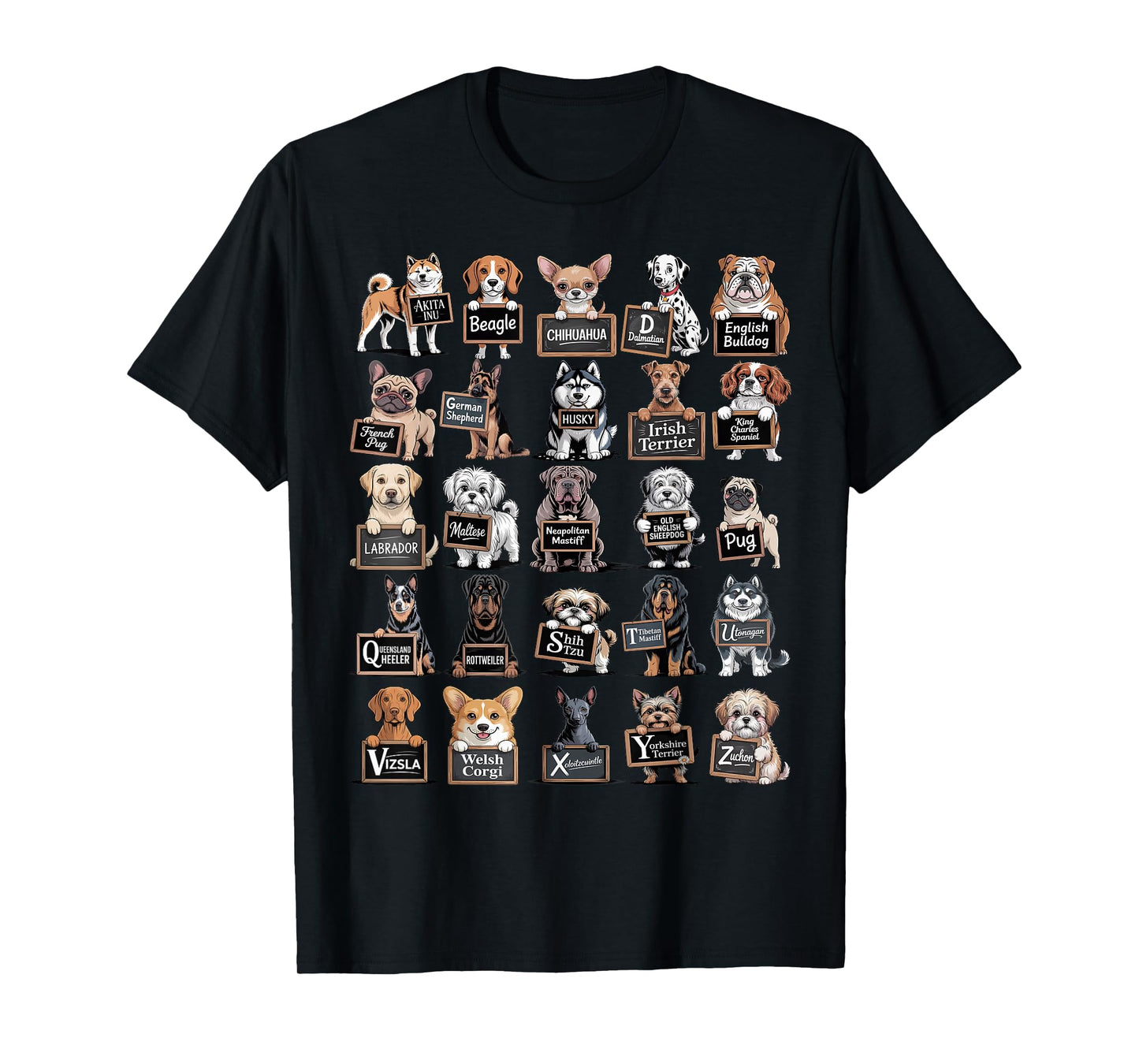 ABC Dog Breeds T-Shirt - Alphabet Dogs Educational Learning T-Shirt