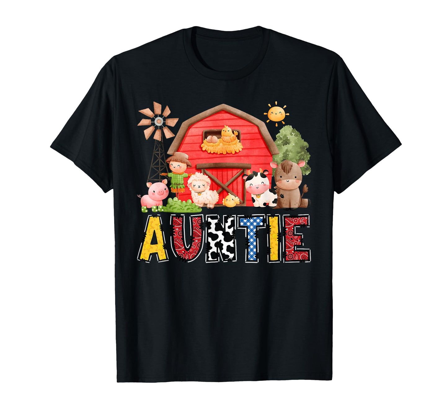 Auntie Red Farm Cow Birthday Boy Matching Family Party T-Shirt