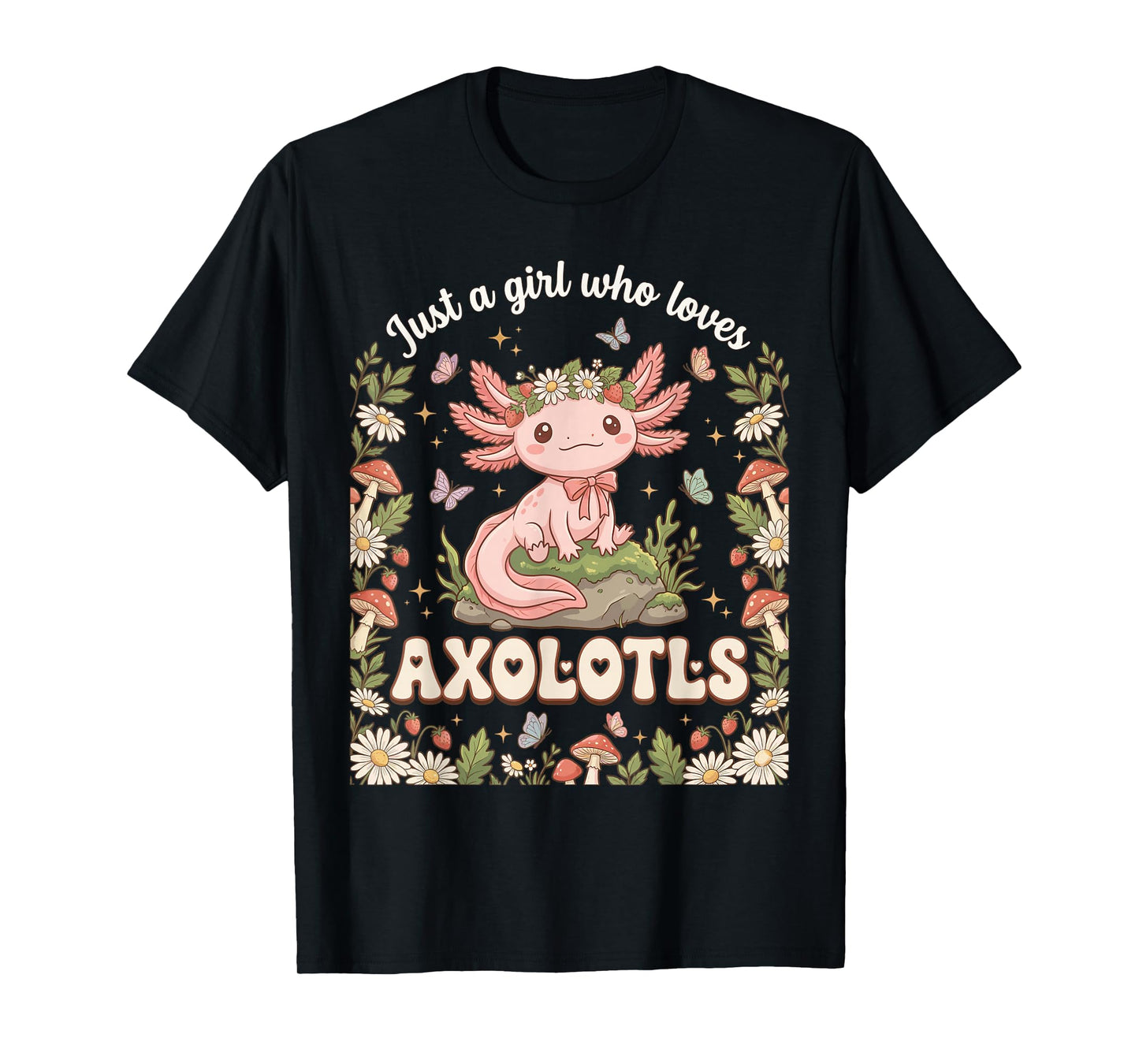 Just A Girl Who Loves Axolotls Cute Flower Crown Women T-Shirt