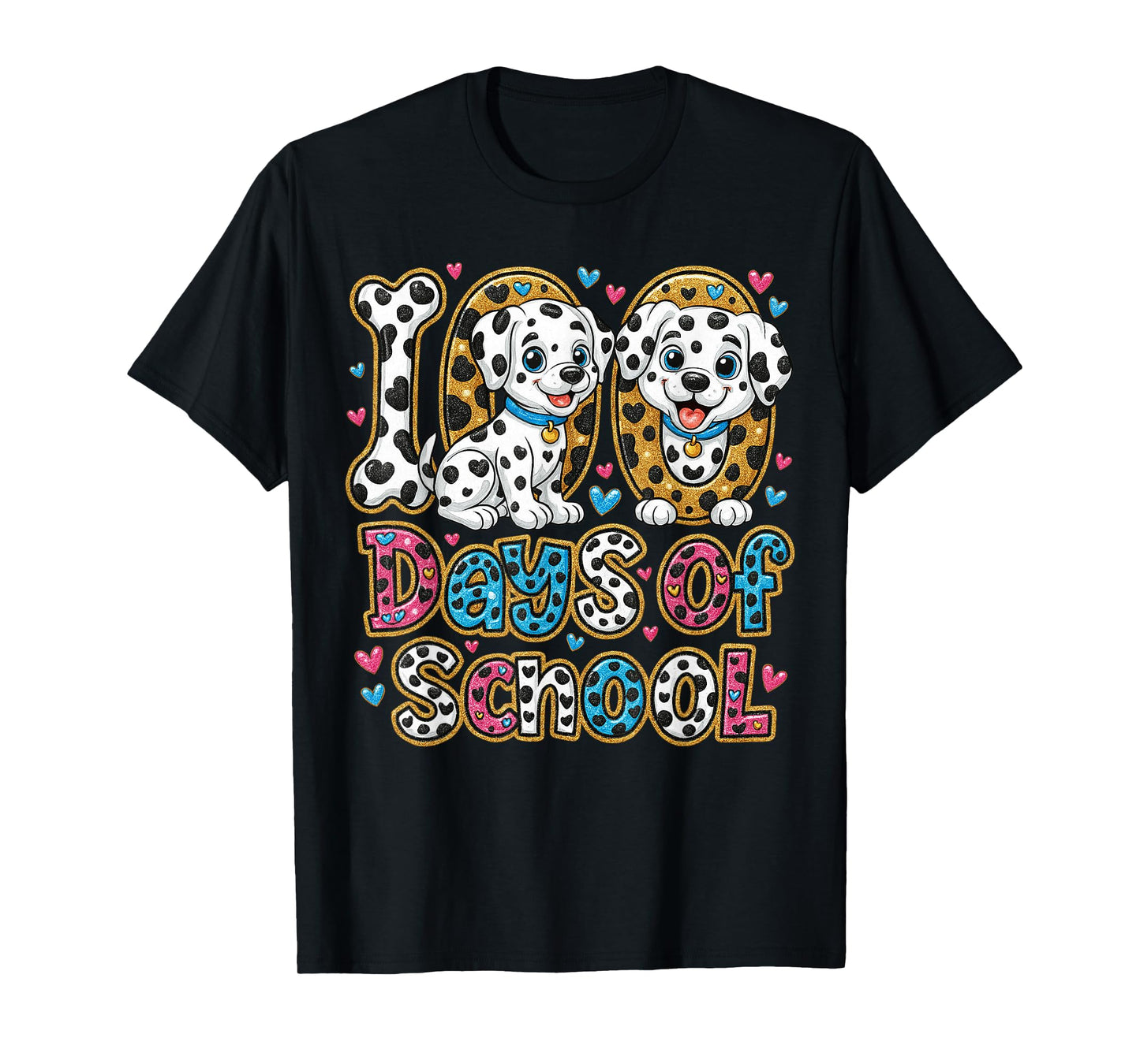 Preppy 100 Days of School Dalmatian Dog Teachers Kids T-Shirt