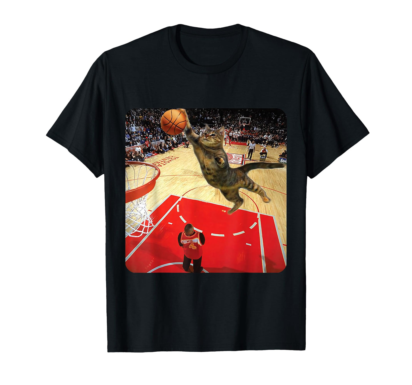 Vintage Funny Cat Dunking Basketball Meme Humor Cat Lovers T-Shirt
