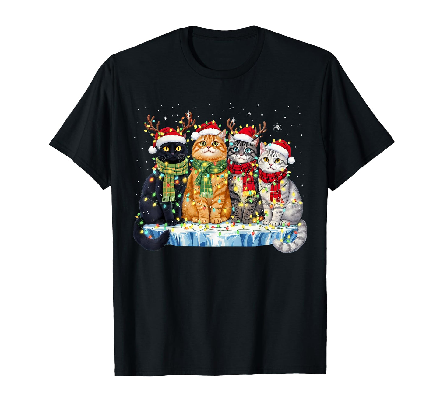 Cute Christmas Cats Funny Xmas Holiday Kitten Lover Graphic T-Shirt